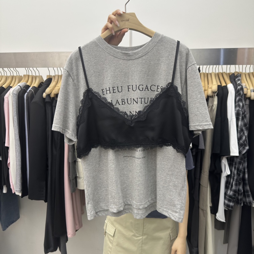 SPECIAL韓國直郵女士新品時尚職業休閑人氣熱賣T恤假兩件SPECIALT恤圖色1