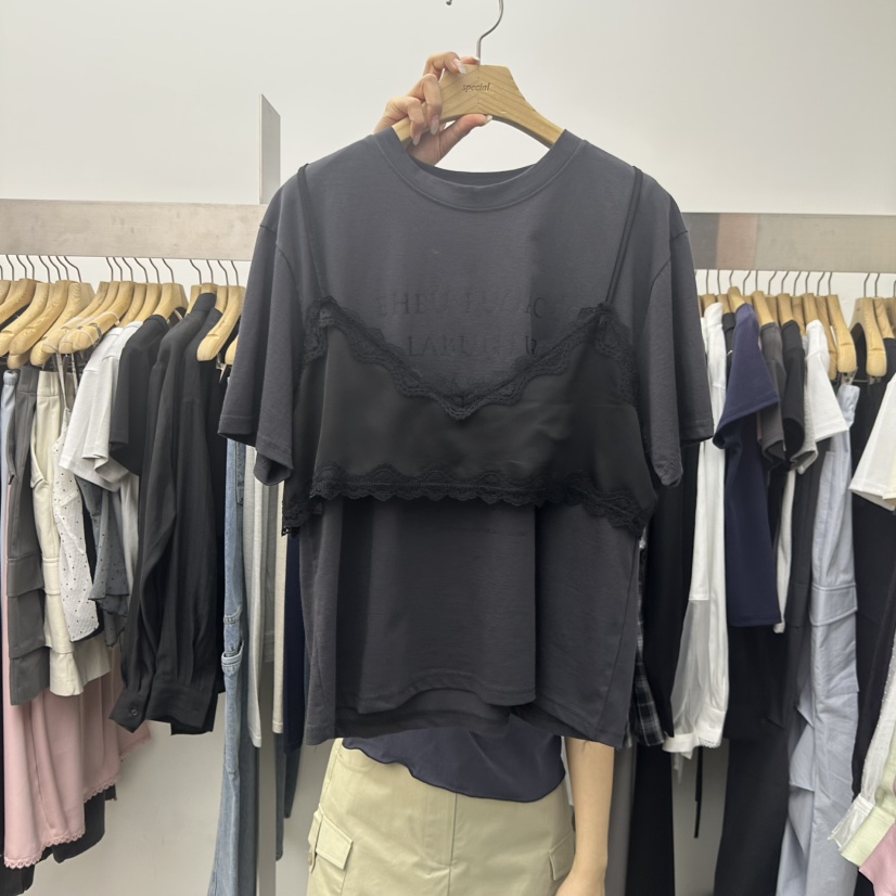 SPECIAL韓國直郵女士新品時尚職業休閑人氣熱賣T恤假兩件SPECIALT恤圖色2