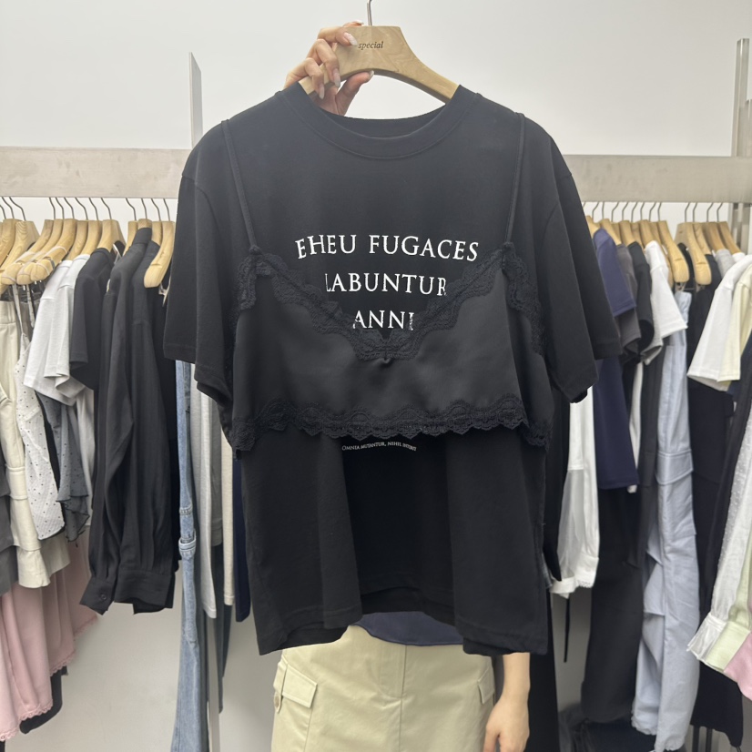 SPECIAL韓國直郵女士新品時尚職業休閑人氣熱賣T恤假兩件SPECIALT恤圖色3