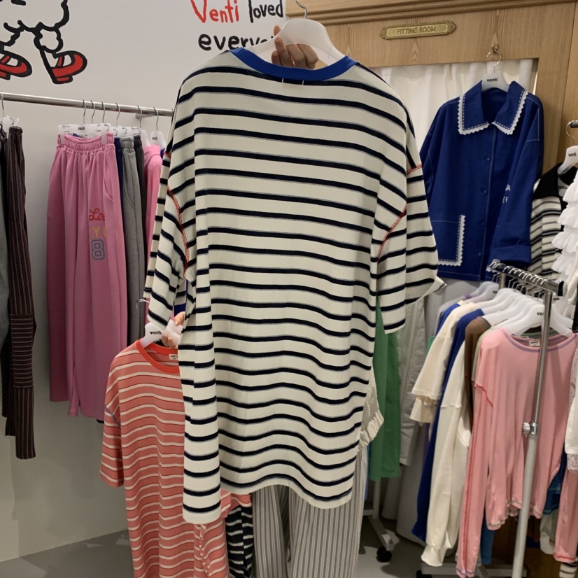 VENTI韓國直郵女士新款熱賣職業26春夏人氣推薦休閑T恤條紋VENTIT恤