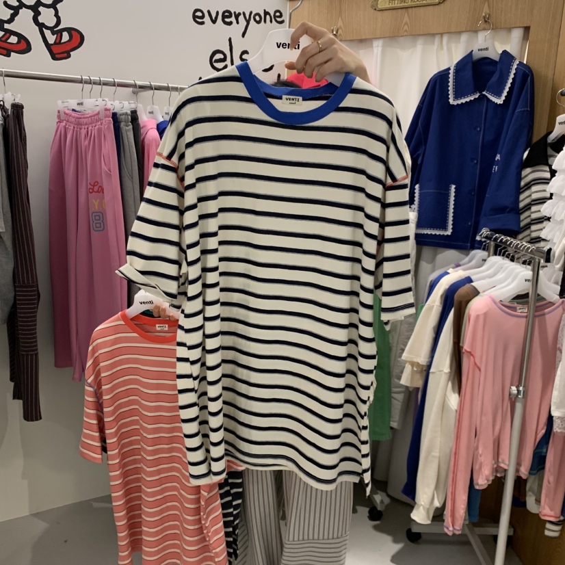 VENTI韓國直郵女士新款熱賣職業26春夏人氣推薦休閑T恤條紋VENTIT恤圖色1