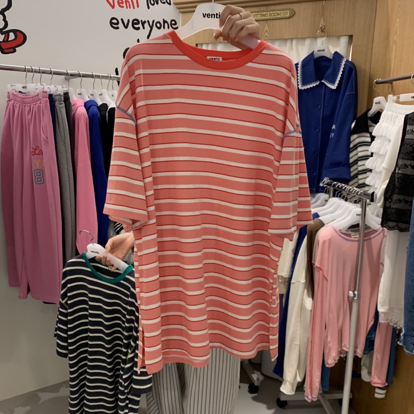 VENTI韓國直郵女士新款熱賣職業26春夏人氣推薦休閑T恤條紋VENTIT恤圖色2