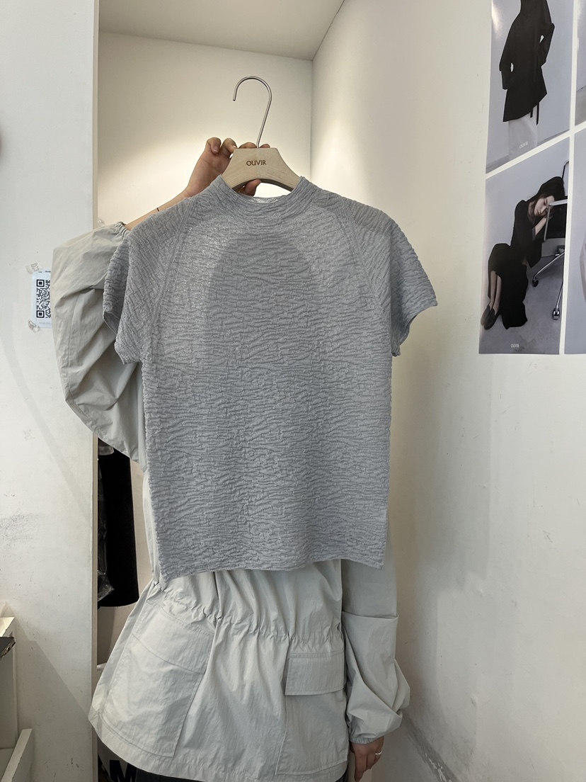 OUVIR韓國直郵女士新款休閑熱賣推薦26春夏人氣針織衫褶皺O.V.R/OUVIR針織衫圖色1