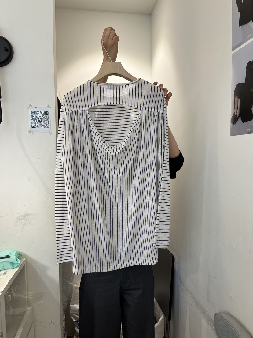 OUVIR韓國代購女裝新品時尚人氣休閑熱賣職業長袖T恤條紋O.V.R/OUVIR長袖T恤