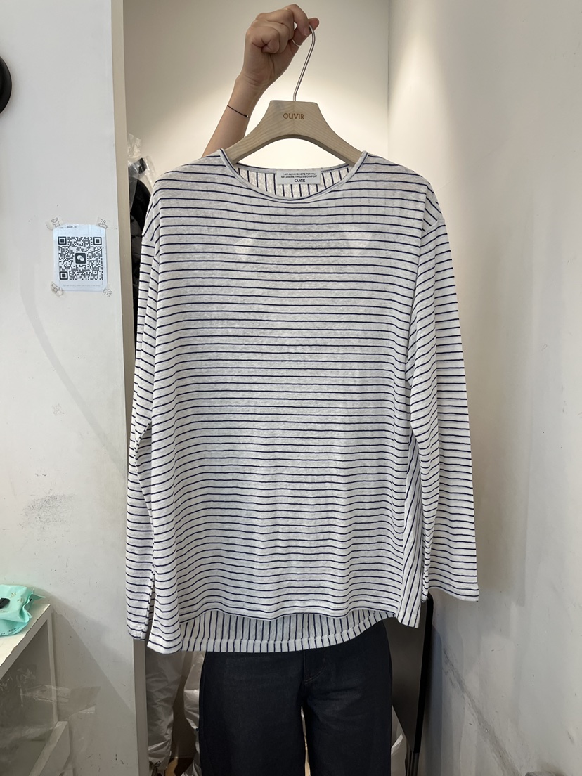 OUVIR韓國代購女裝新品時尚人氣休閑熱賣職業長袖T恤條紋O.V.R/OUVIR長袖T恤圖色1