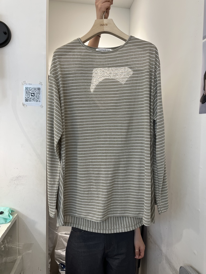 OUVIR韓國代購女裝新品時尚人氣休閑熱賣職業長袖T恤條紋O.V.R/OUVIR長袖T恤圖色2