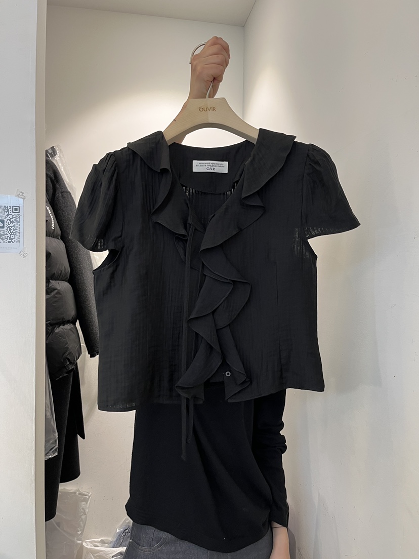 OUVIR韓國直郵實拍女裝新款職業熱賣休閑襯衫蕾絲衫荷葉邊O.V.R/OUVIR襯衫/蕾絲衫圖色2