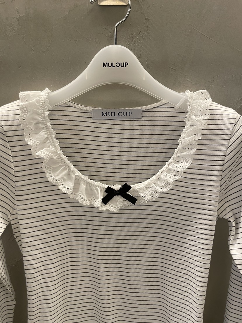 MULCUP韓國東大門代購女士新品熱賣時尚26春夏長袖T恤條紋MULCUP長袖T恤