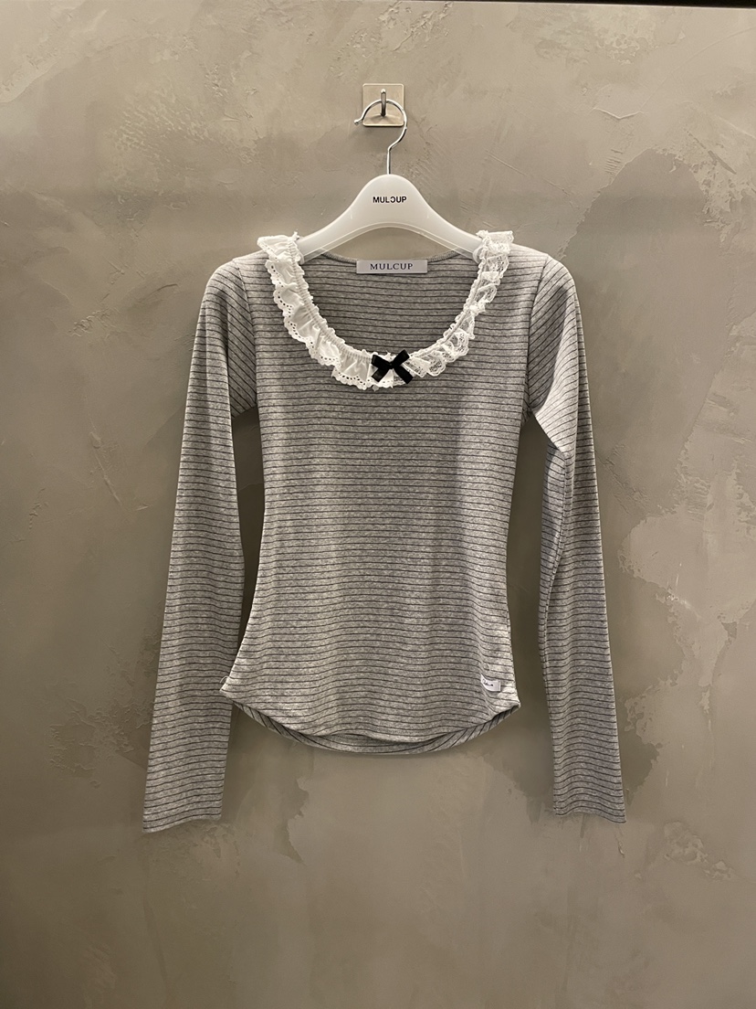MULCUP韓國東大門代購女士新品熱賣時尚26春夏長袖T恤條紋MULCUP長袖T恤圖色2