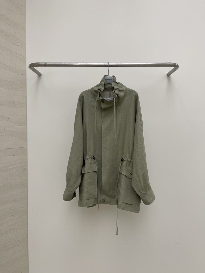 ATMOSPHERE韓國東大門代購女裝新款休閑26春夏夾克高領亞麻ATMOSPHERE/BLING夾克圖色1