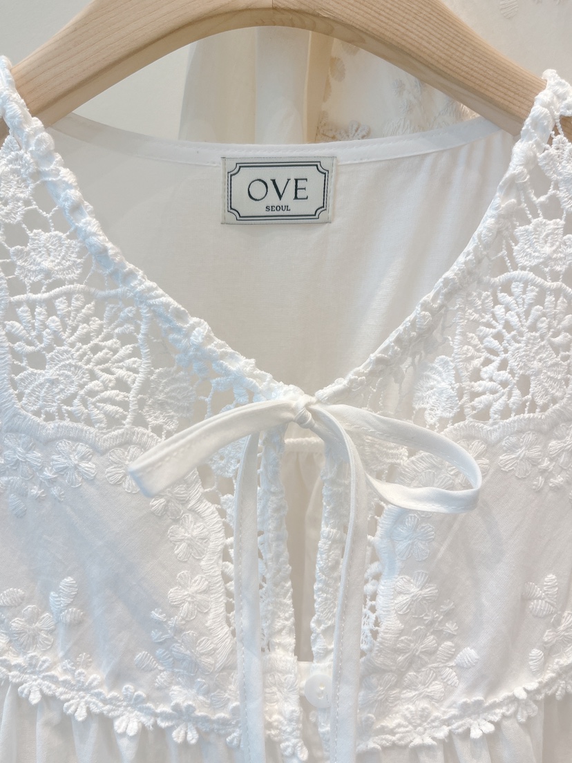 OVE韓國東大門代購女士新款休閑26春夏職業襯衫蕾絲衫刺繡OVE襯衫/蕾絲衫