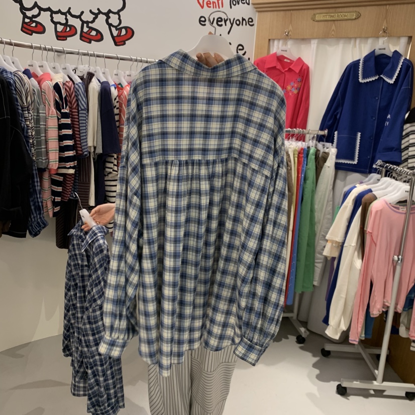 VENTI韓國代購女士新款休閑26春夏熱賣時尚襯衫蕾絲衫格紋VENTI襯衫/蕾絲衫