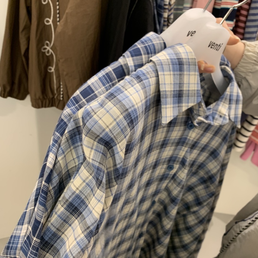 VENTI韓國代購女士新款休閑26春夏熱賣時尚襯衫蕾絲衫格紋VENTI襯衫/蕾絲衫