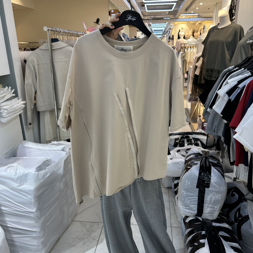 空韓國代購女士新款職業熱賣人氣推薦時尚26春夏休閑T恤拉鏈空T恤圖色2