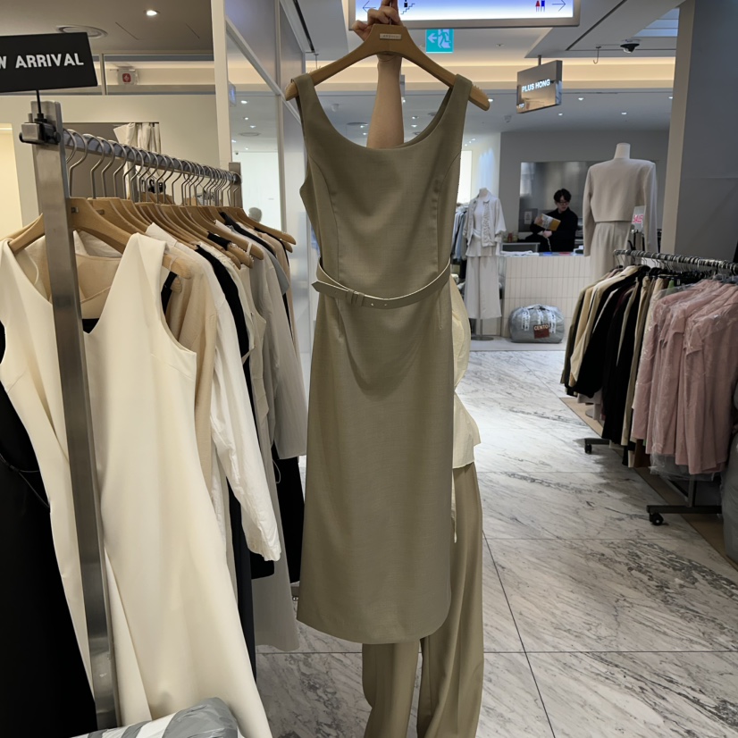 MER韓國直郵女士新款職業人氣推薦熱賣時尚休閑連衣裙含腰帶MER/ANGELO BIANCO連衣裙圖色1