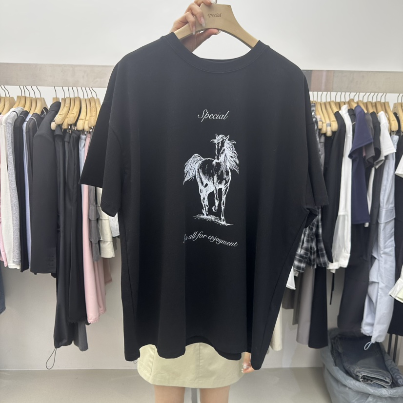 SPECIAL韓國直郵實拍女裝新款26春夏職業推薦時尚休閑T恤SPECIALT恤圖色3黑色