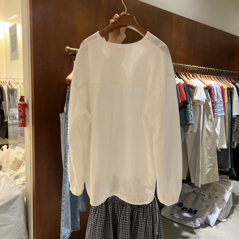 HEBON韓國直郵女士新品時尚26春夏休閑推薦襯衫蕾絲衫亞麻HEBON襯衫/蕾絲衫