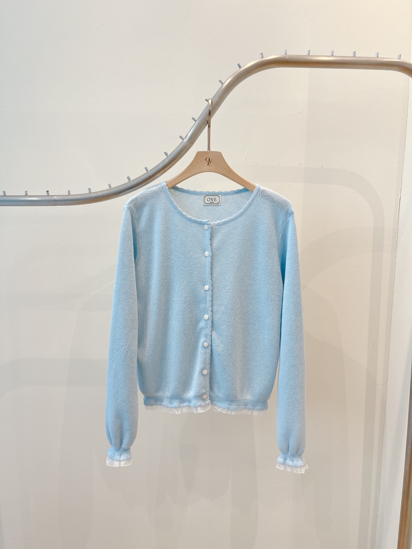 OVE韓國東大門代購女士新品職業26春夏針織衫奶油色羊毛衫OVE針織衫圖色2