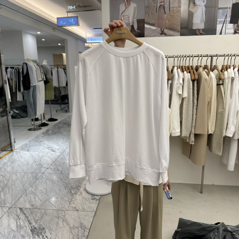 MER韓國直郵實拍女裝新款休閑時尚熱賣26春夏推薦長袖T恤MER/ANGELO BIANCO長袖T恤圖色1