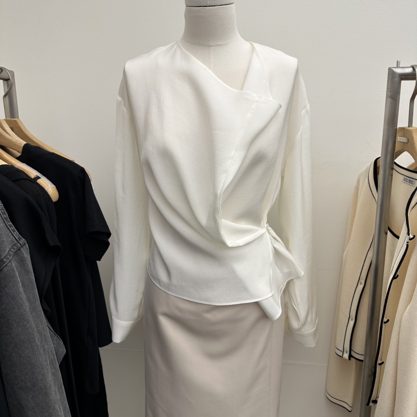 MER韓國東大門直郵女裝新款26春夏休閑時尚襯衫蕾絲衫天絲MER/ANGELO BIANCO襯衫/蕾絲衫圖色1