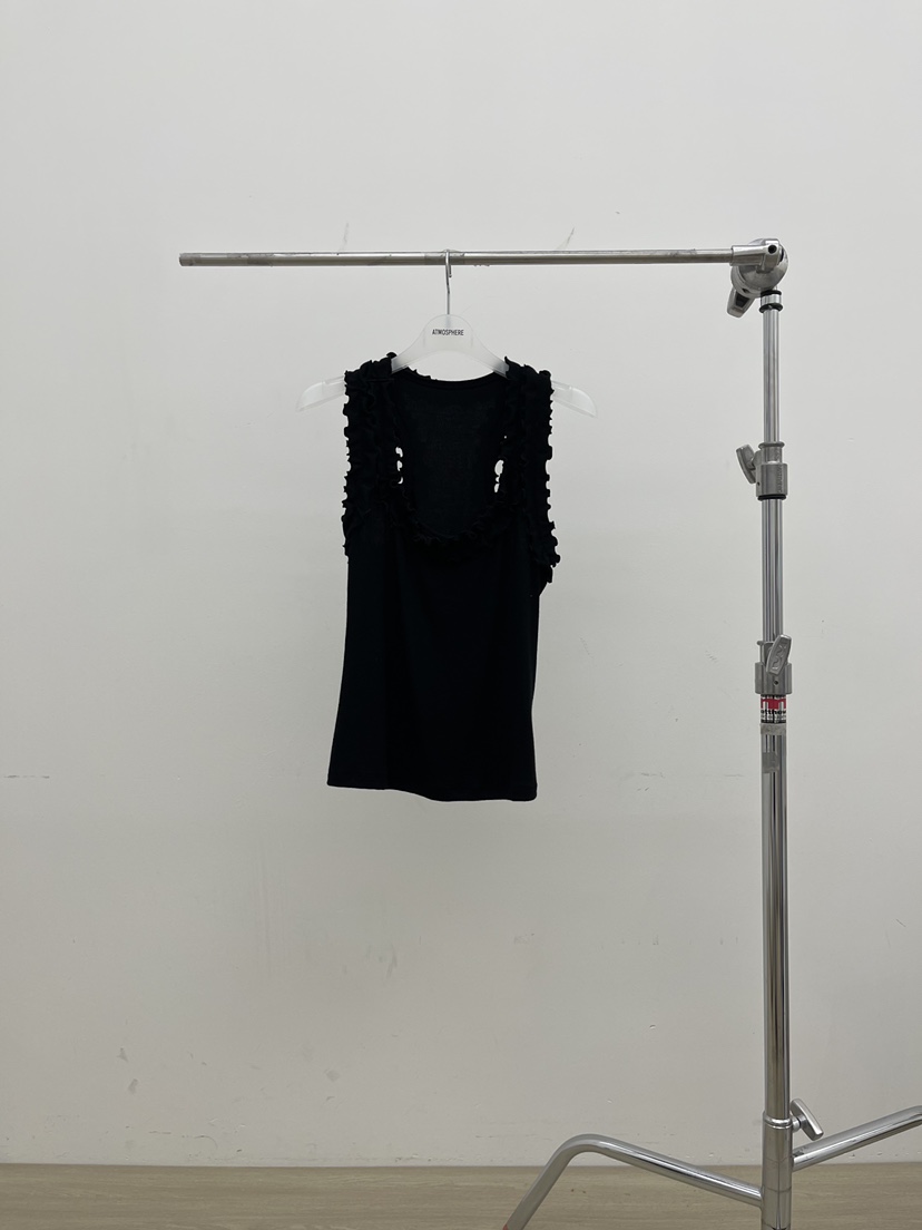 ATMOSPHERE韓國東大門代購女裝新品熱賣吊帶背心荷葉邊羅紋ATMOSPHERE/BLING吊帶/背心