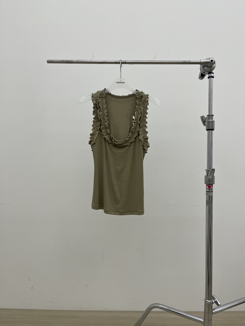 ATMOSPHERE韓國東大門代購女裝新品熱賣吊帶背心荷葉邊羅紋ATMOSPHERE/BLING吊帶/背心圖色2