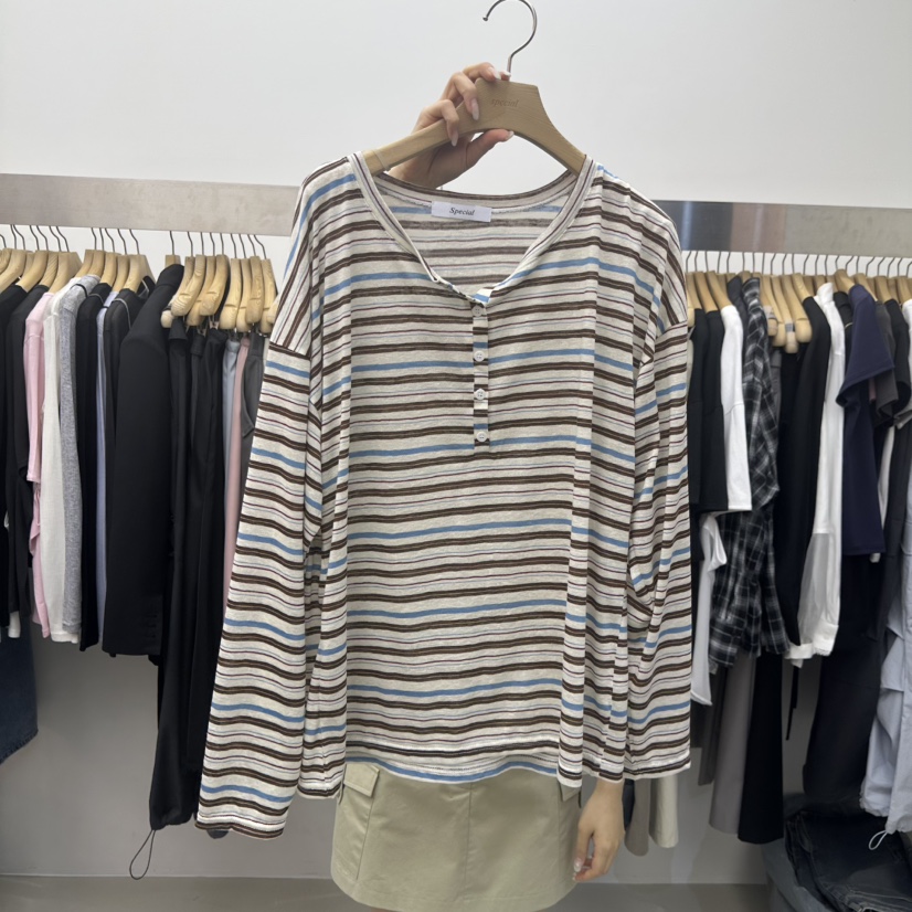 SPECIAL韓國東大門代購女士新款推薦職業休閑人氣長袖T恤SPECIAL長袖T恤圖色3棕色