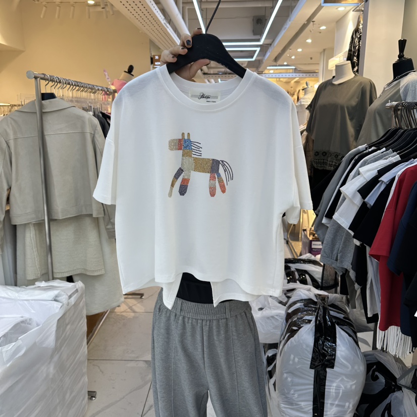 空韓國東大門代購女士新款熱賣時尚職業推薦休閑人氣26春夏T恤空T恤圖色1