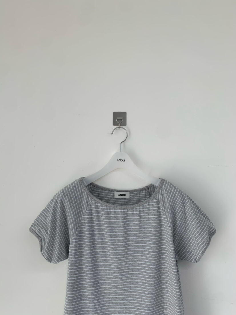 ANOU韓國直郵實拍女裝新款時尚人氣推薦休閑職業T恤船領條紋ANOUT恤