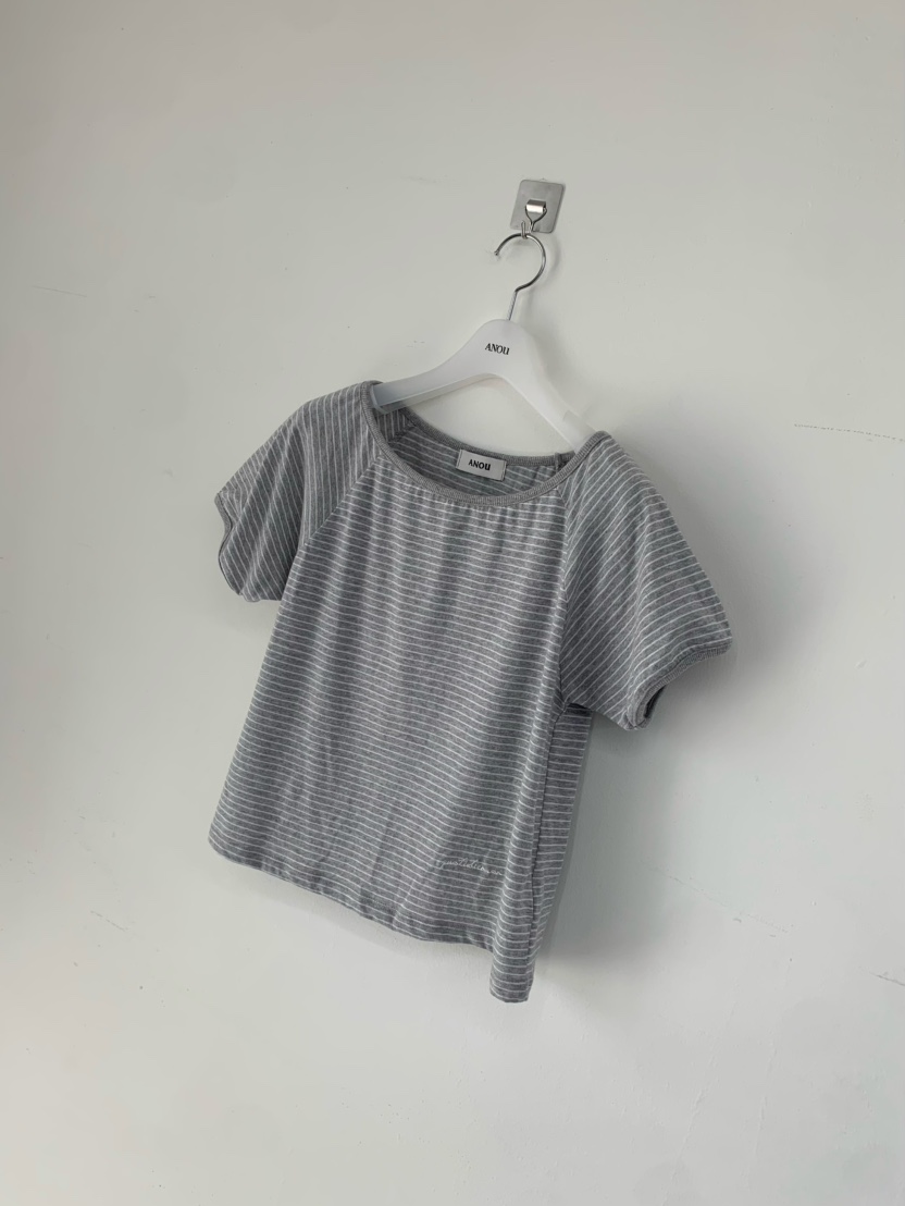 ANOU韓國直郵實拍女裝新款時尚人氣推薦休閑職業T恤船領條紋ANOUT恤