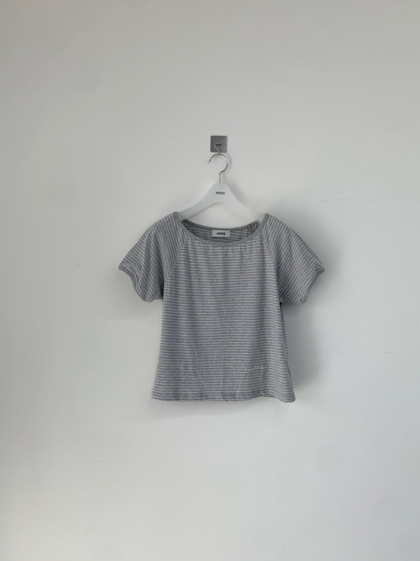 ANOU韓國直郵實拍女裝新款時尚人氣推薦休閑職業T恤船領條紋ANOUT恤圖色2