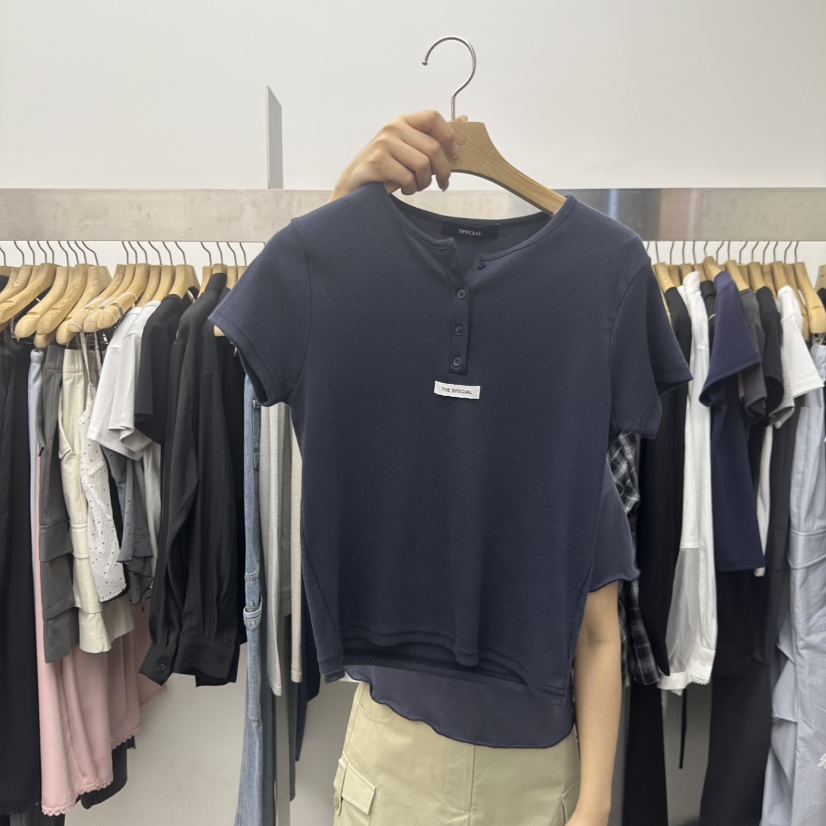SPECIAL韓國代購女士新品人氣職業推薦熱賣26春夏時尚T恤SPECIALT恤圖色6深藍色