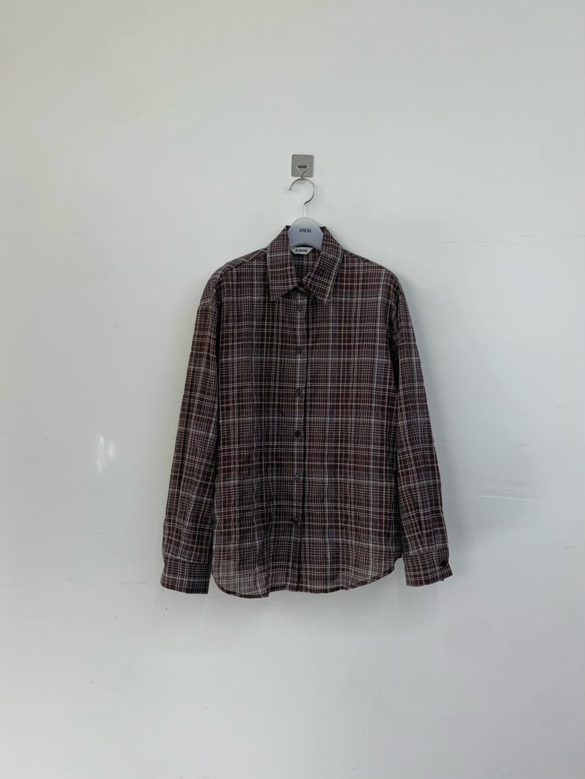 ANOU韓國東大門直郵女裝新款推薦熱賣職業時尚襯衫蕾絲衫ANOU襯衫/蕾絲衫圖色1棕色