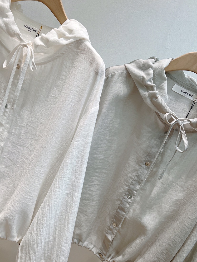 GLAD SOME韓國直郵實拍女士新款人氣襯衫蕾絲衫亞麻連帽GLAD SOME襯衫/蕾絲衫