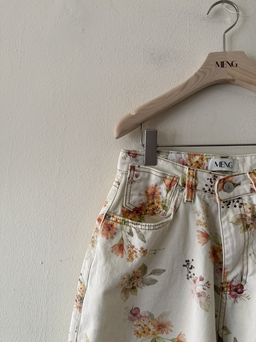 MENG韓國東大門直郵女裝新品26春夏休閑職業熱賣牛仔褲條紋MENG牛仔褲