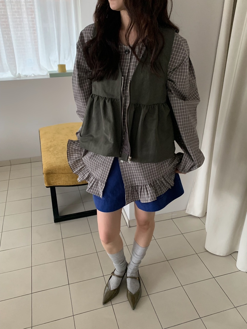 CAMEL-P韓國直郵女裝新品人氣馬甲褶皺Came_l 家馬甲