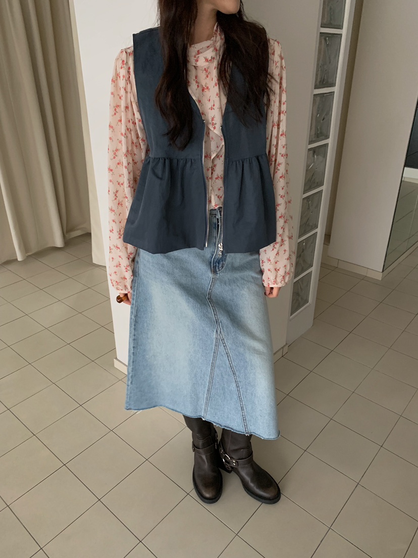 CAMEL-P韓國直郵女裝新品人氣馬甲褶皺Came_l 家馬甲