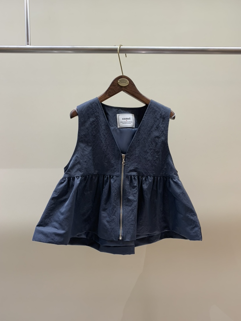 CAMEL-P韓國直郵女裝新品人氣馬甲褶皺Came_l 家馬甲圖色1