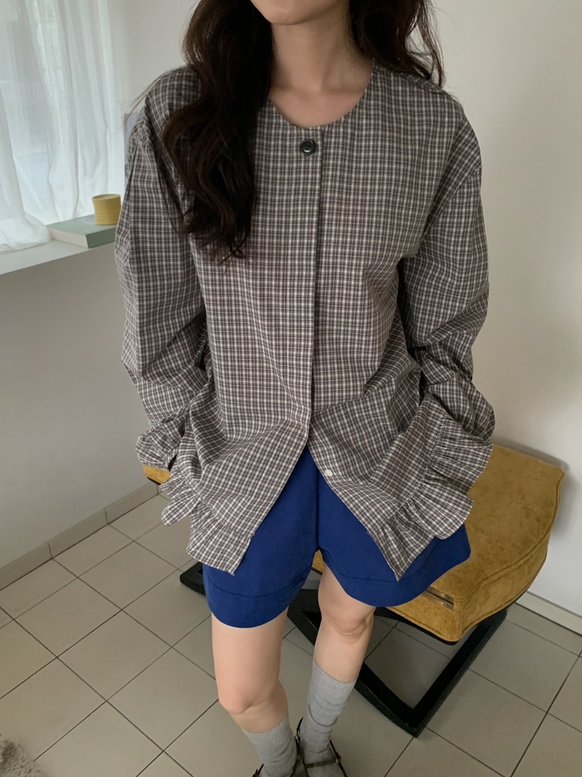 CAMEL-P韓國直郵女士新品休閑襯衫蕾絲衫Came_l 家襯衫/蕾絲衫