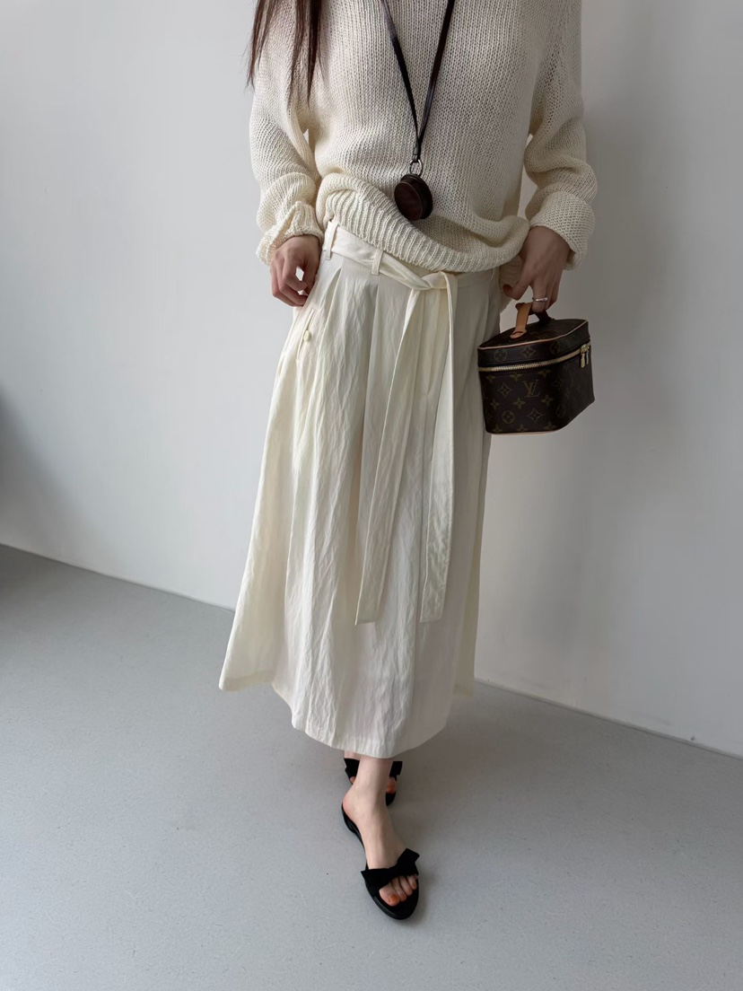 ARKIE/TAF韓國代購女士新款職業休閑人氣26春夏長裙含腰帶ARKIE/TAF長裙