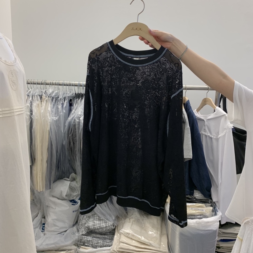 TAN&amp;COMO韓國直郵女裝新款休閑時尚人氣長袖T恤蕾絲tan-COMO長袖T恤圖色2