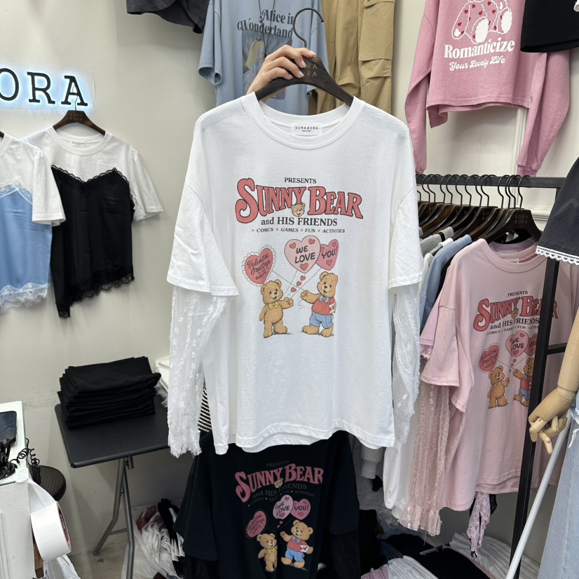 BORA BORA韓國直郵女士新款熱賣職業26春夏長袖T恤假兩件BORA BORA長袖T恤圖色1