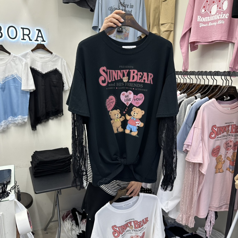 BORA BORA韓國直郵女士新款熱賣職業26春夏長袖T恤假兩件BORA BORA長袖T恤圖色2