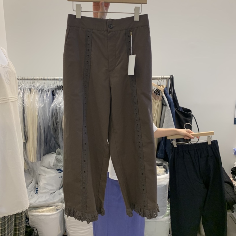 TAN&amp;COMO韓國東大門代購女士新款推薦職業休閑褲蕾絲花tan-COMO休閑褲圖色2