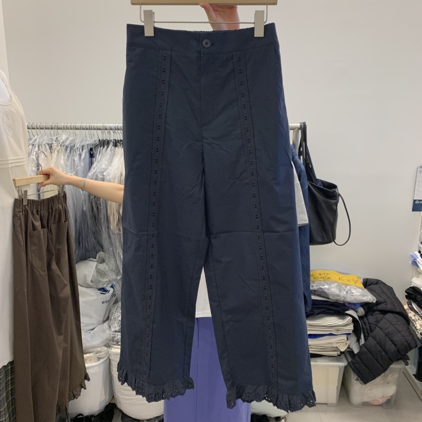 TAN&amp;COMO韓國東大門代購女士新款推薦職業休閑褲蕾絲花tan-COMO休閑褲圖色3