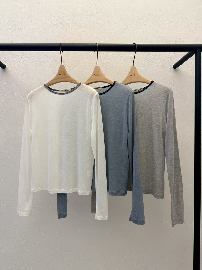 AUTUMN BEIGE-Q韓國東大門代購女士新品熱賣長袖T恤涂層A.b/AUTUMN BEIGE長袖T恤