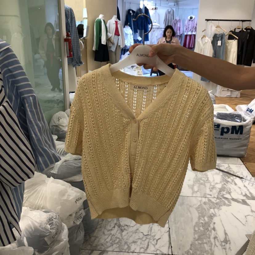 ALMOND韓國東大門代購女士新款時尚職業休閑針織衫亞麻開衫ALMOND針織衫圖色1