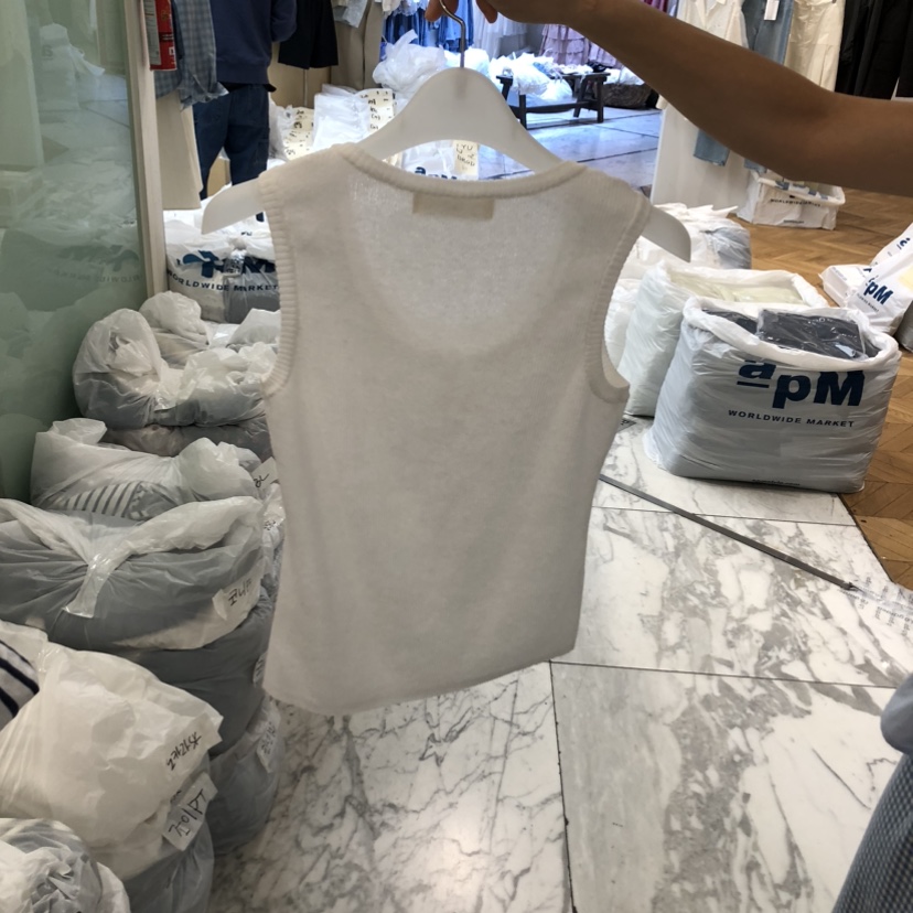 ALMOND韓國代購女裝新品職業26春夏時尚吊帶背心亞麻紐扣ALMOND吊帶/背心