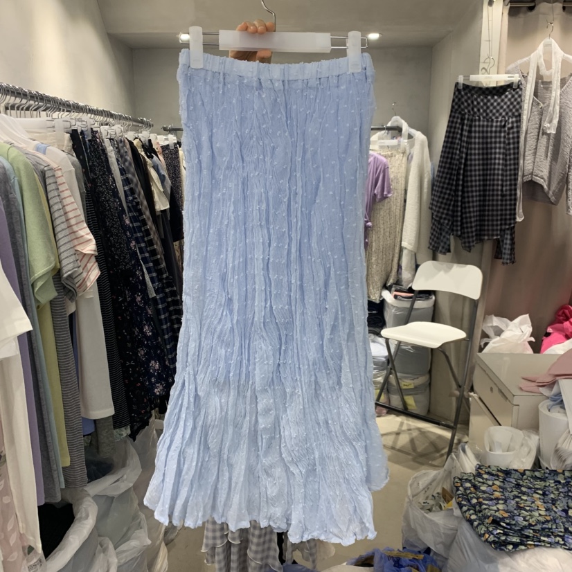 LOGROAD韓國直郵女士新品推薦熱賣時尚人氣半身裙中短裙褶皺LOG ROAD半身裙/中短裙