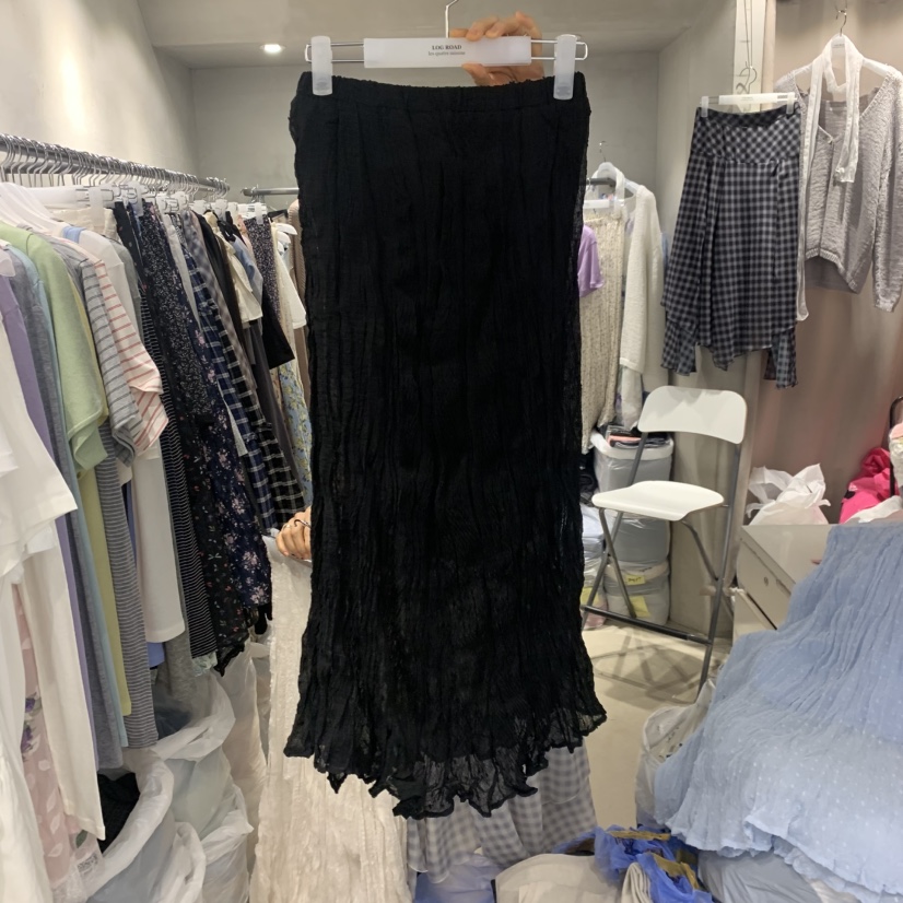 LOGROAD韓國直郵女士新品推薦熱賣時尚人氣半身裙中短裙褶皺LOG ROAD半身裙/中短裙圖色3
